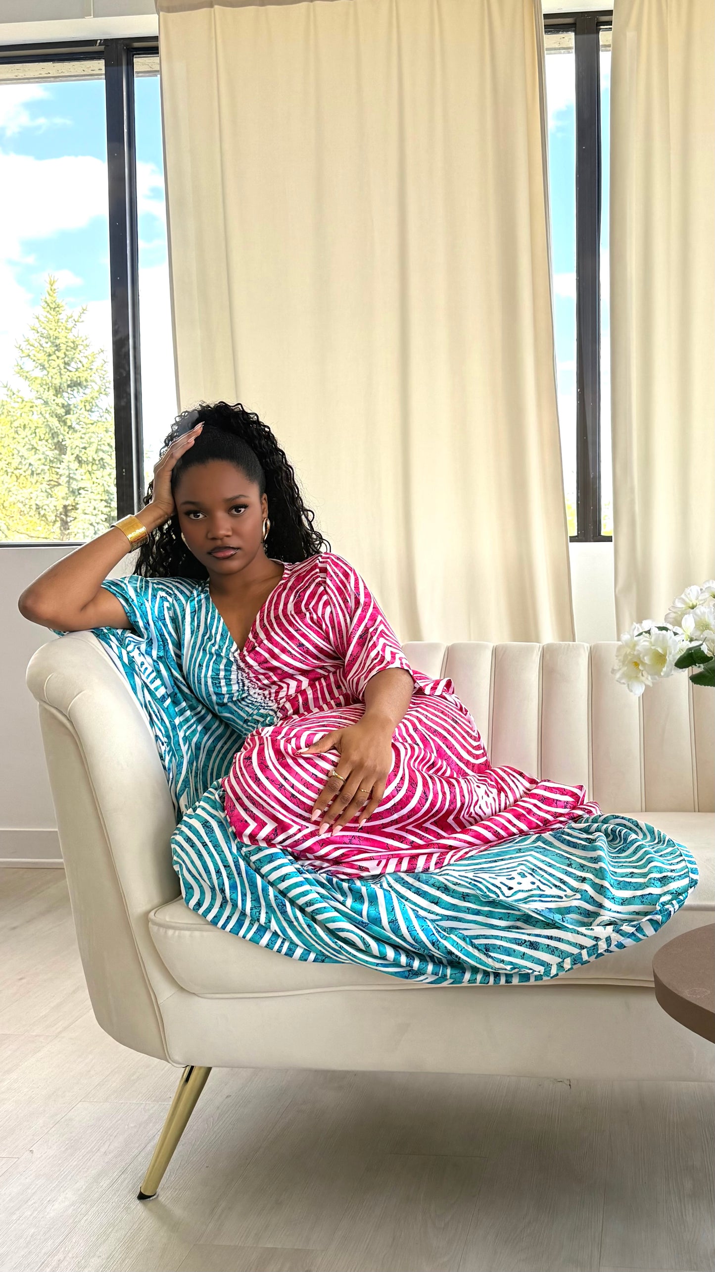 Robe en soie plissée