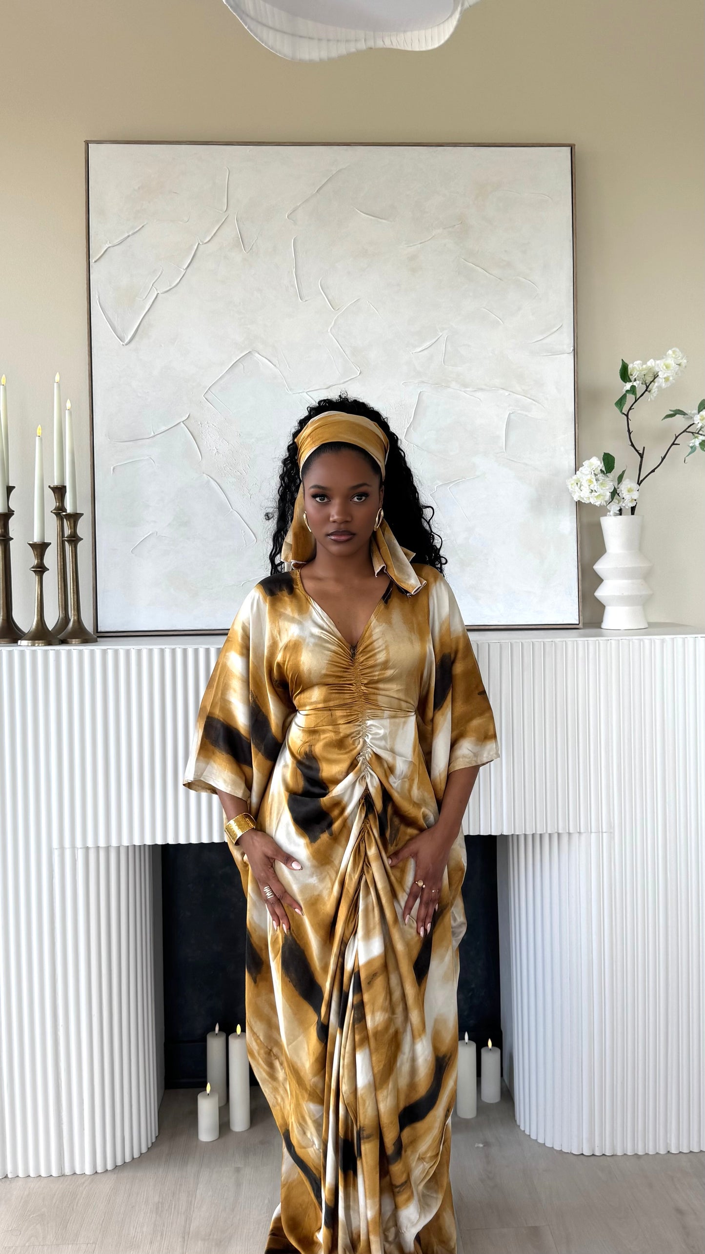 Robe en soie plissée