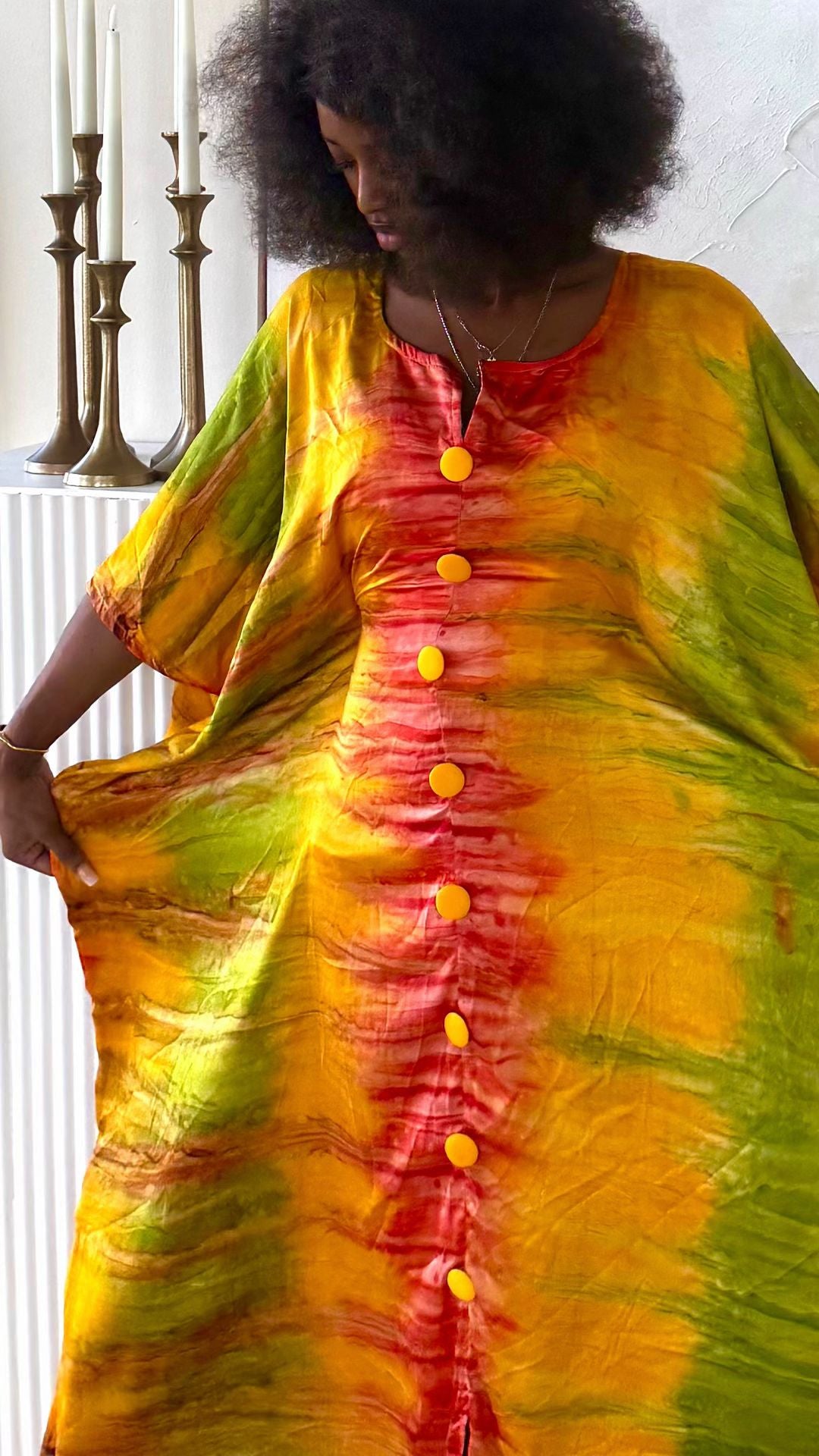 Boubou en soie "ombré" avec boutons