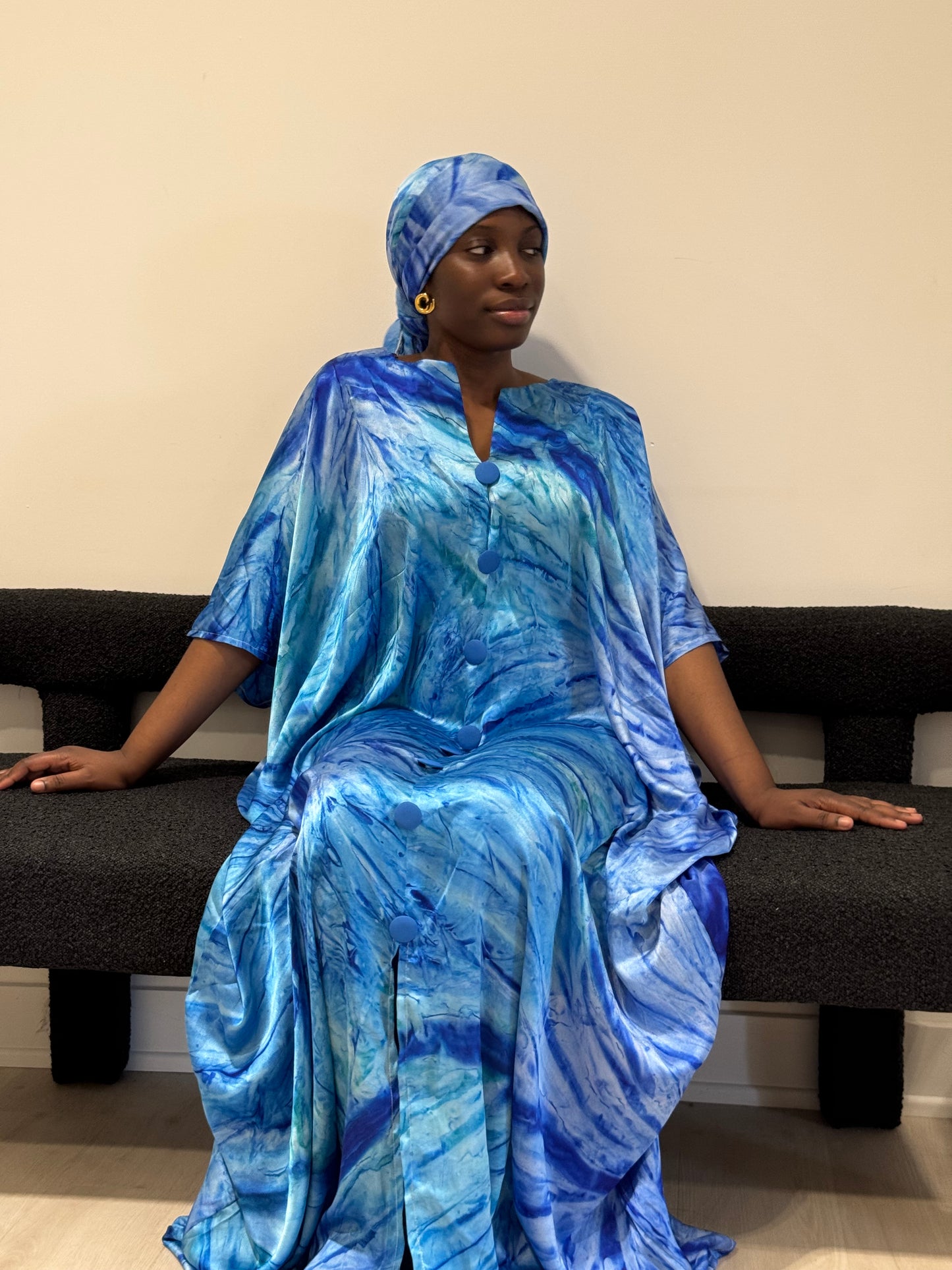Boubou en soie "ombré" avec boutons