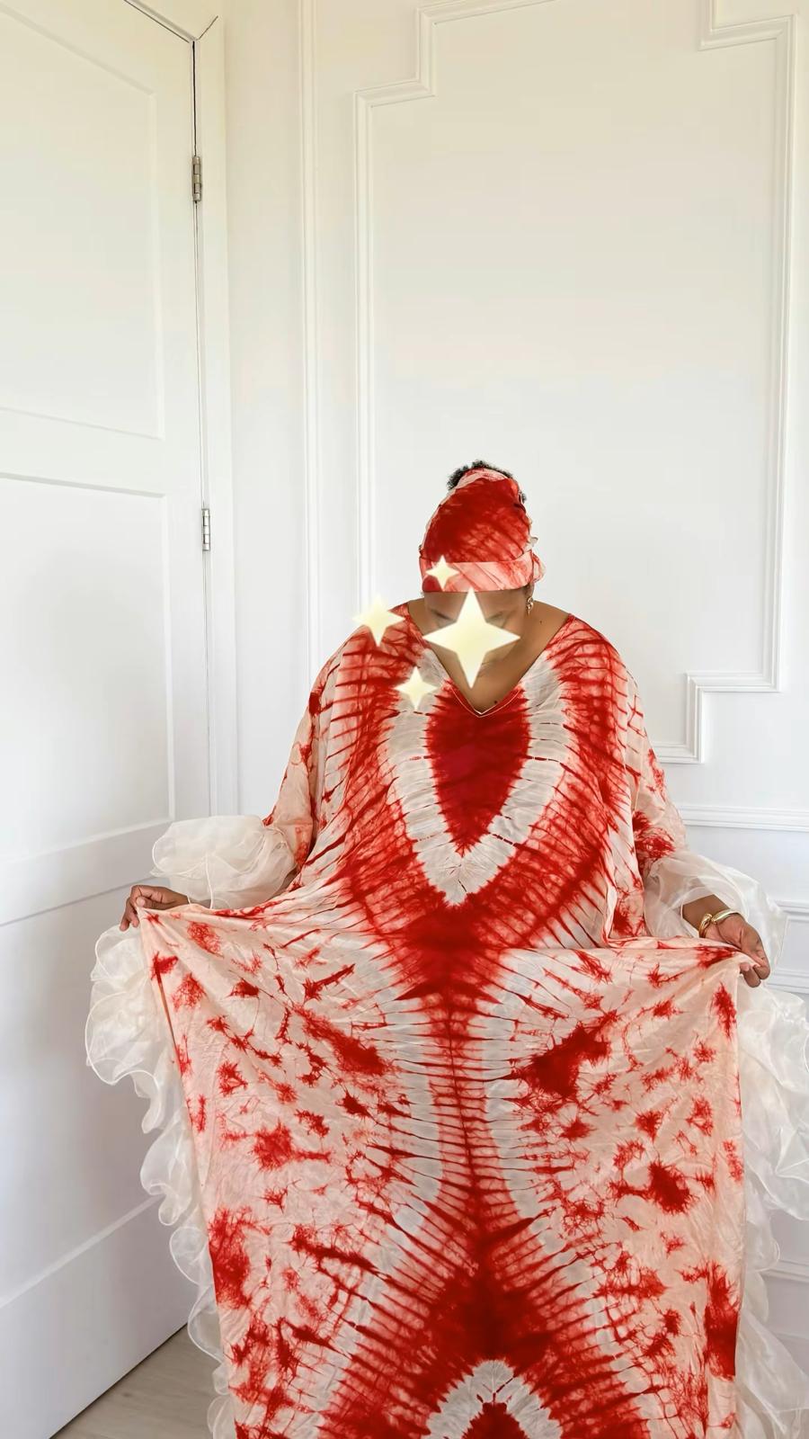 Boubou en soie avec froufrous