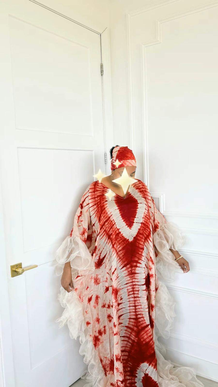 Boubou en soie avec froufrous