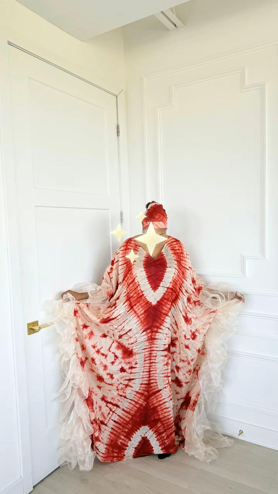 Boubou en soie avec froufrous