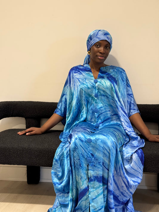 Boubou en soie "ombré"  avec boutons