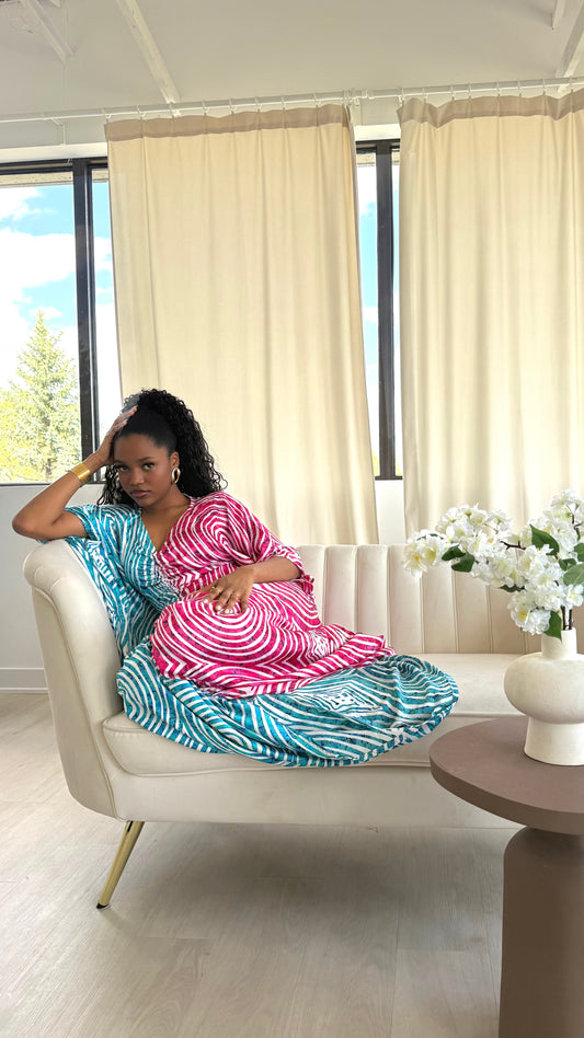 Robe en soie plissée