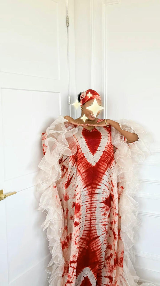 Boubou en soie avec froufrous